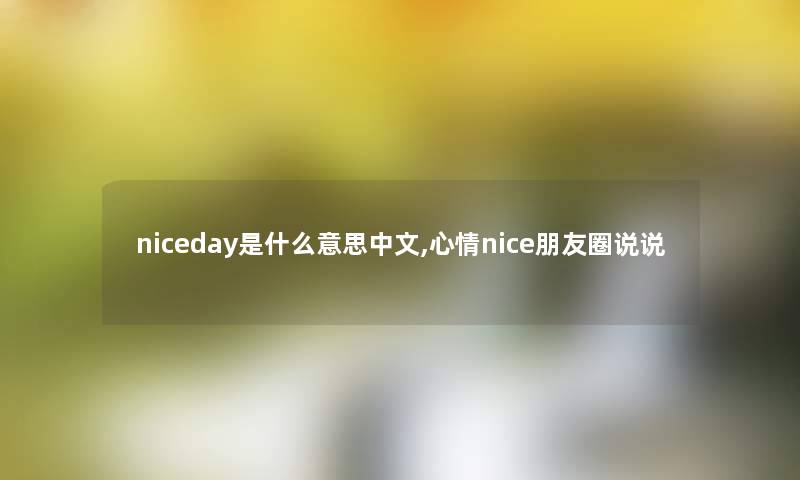 niceday是什么意思中文,心情nice朋友圈说说