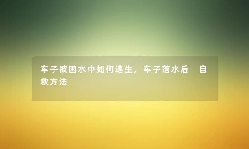 车子被困水中如何逃生,车子落水后 自救方法