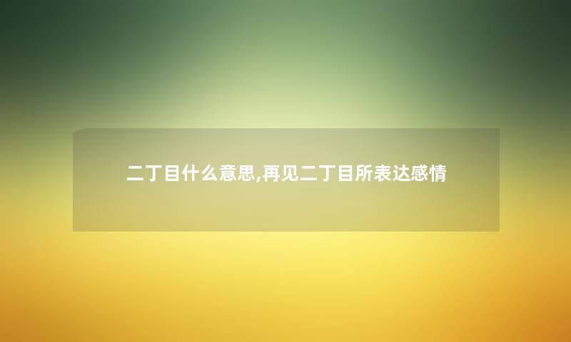 二丁目什么意思,再见二丁目所表达感情