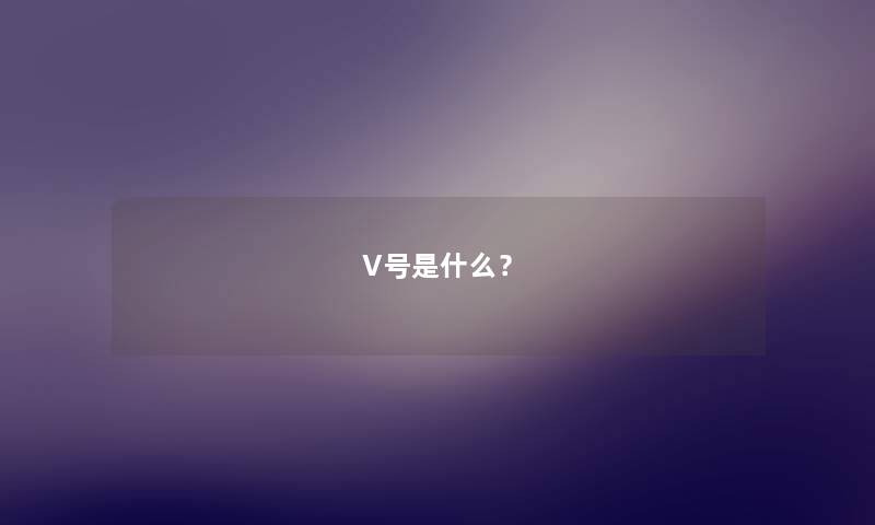 V号是什么？