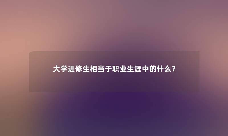 大学进修生相当于职业生涯中的什么？