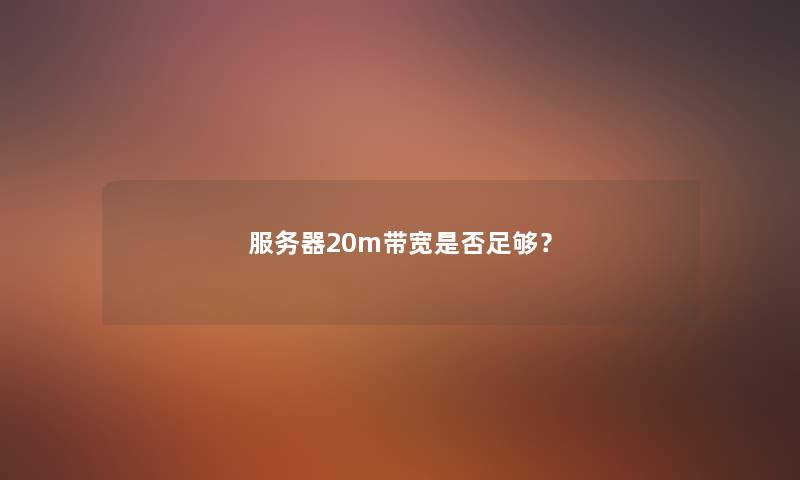 服务器20m带宽是否足够？