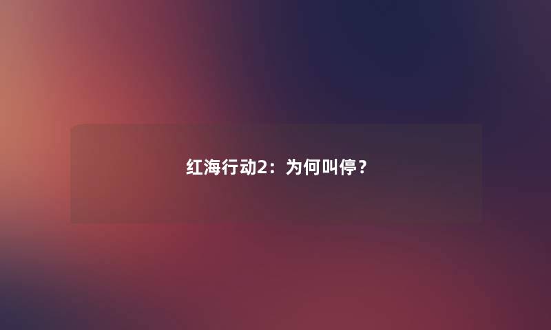 红海行动2：为何叫停？