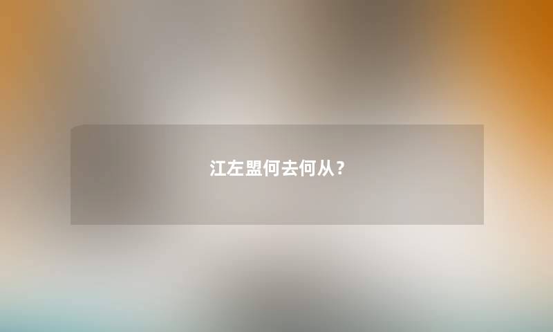 江左盟何去何从？