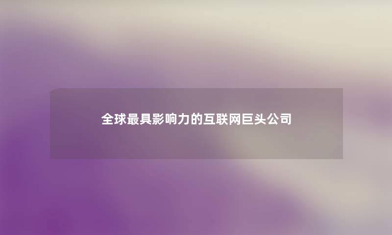 全球具影响力的互联网巨头公司