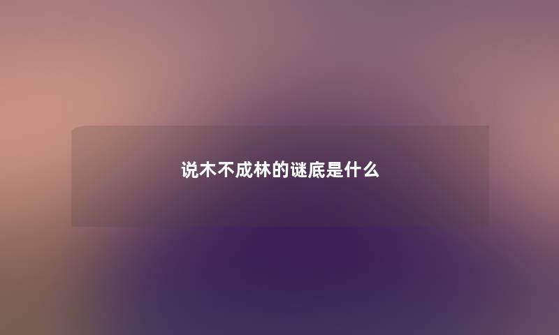 说木不成林的谜底是什么