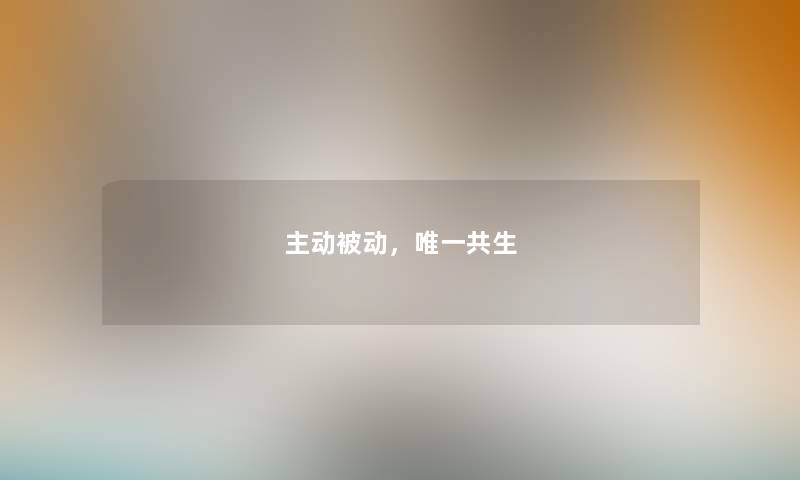 主动被动，唯一共生