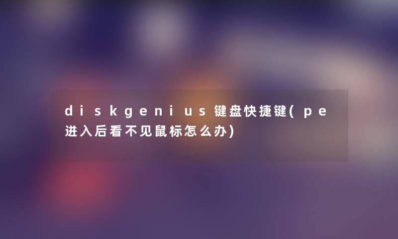 diskgenius键盘快捷键(pe进入后看不见鼠标怎么办)