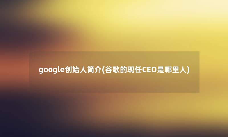 google创始人简介(谷歌的现任CEO是哪里人)