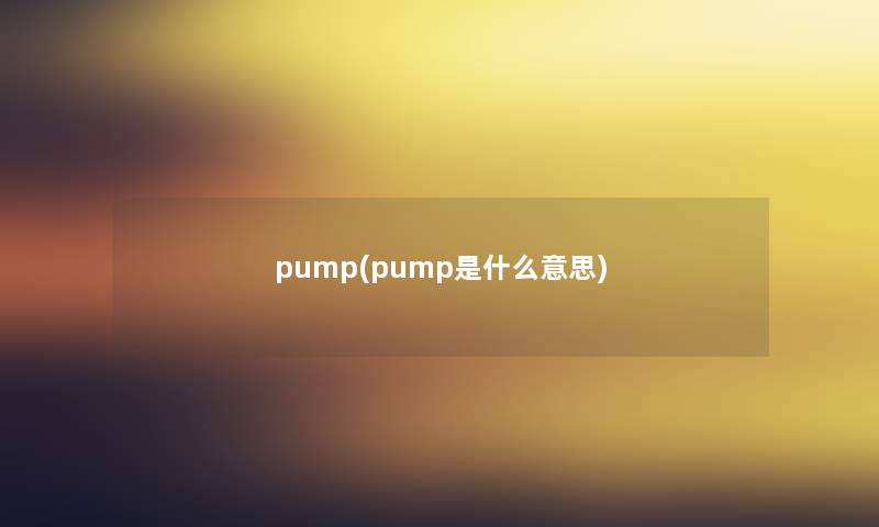 pump(pump是什么意思)