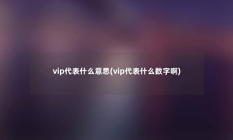 vip代表什么意思(vip代表什么数字啊)