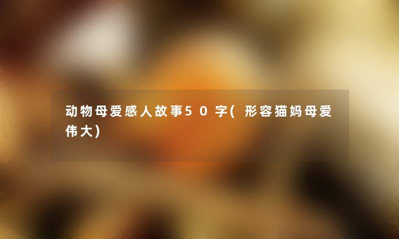 动物母爱感人故事50字(形容猫妈母爱伟大)