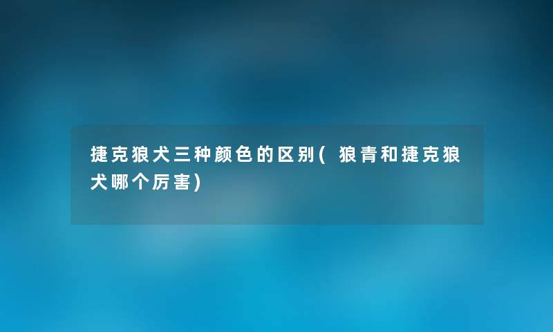 捷克狼犬三种颜色的区别(狼青和捷克狼犬哪个厉害)