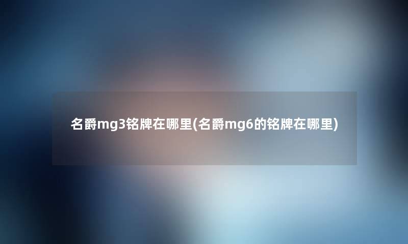 名爵mg3铭牌在哪里(名爵mg6的铭牌在哪里)