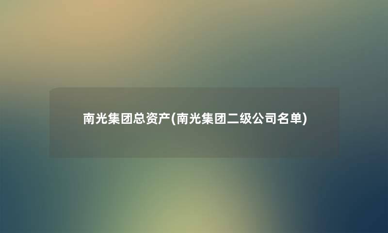 南光集团总资产(南光集团二级公司名单)