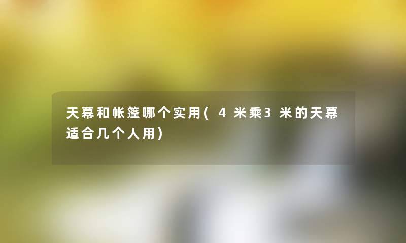 天幕和帐篷哪个实用(4米乘3米的天幕适合几个人用)