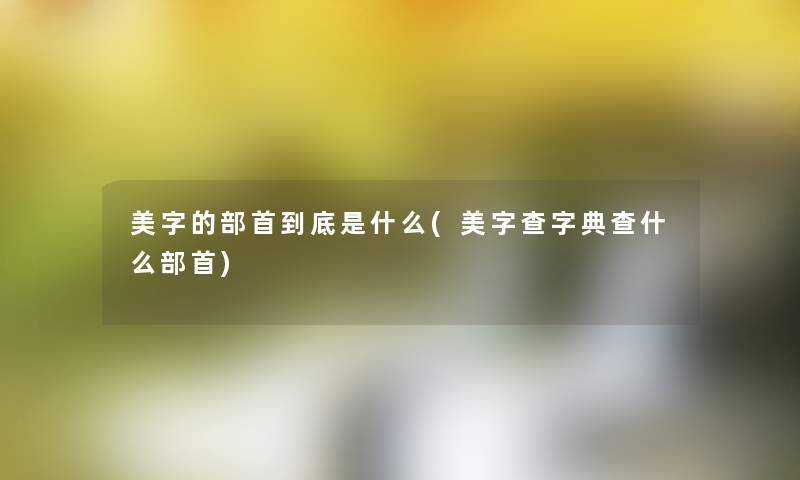 美字的部首到底是什么(美字查字典查什么部首)