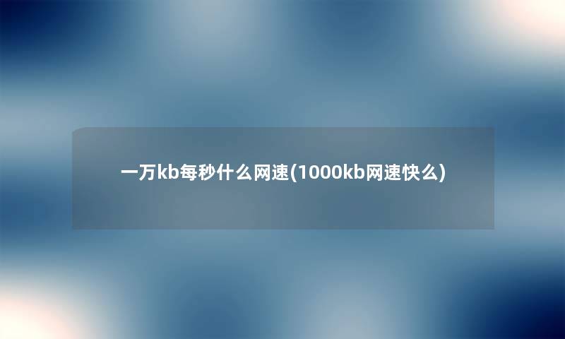 一万kb每秒什么网速(1000kb网速快么)