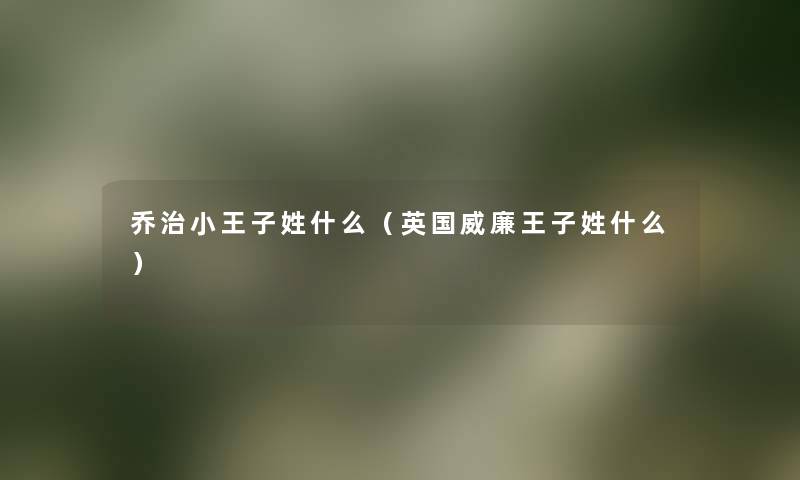 乔治小王子姓什么（英国威廉王子姓什么）